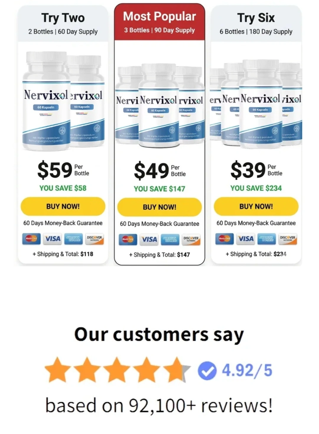 Nervixol 6 bottles